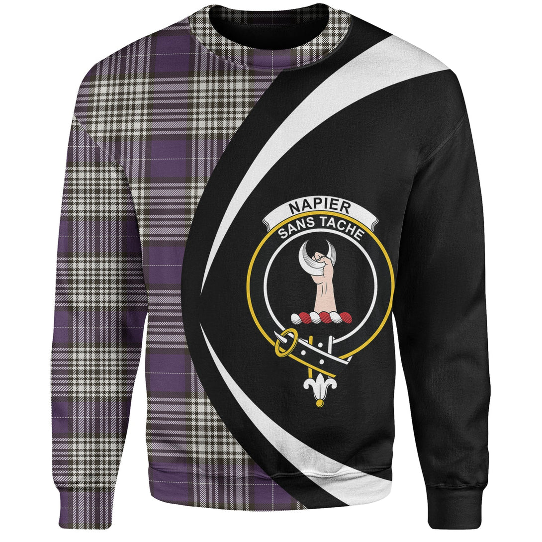 Napier Weathered Clan Badge Tartan Sweatshirt Circle Style Personalized