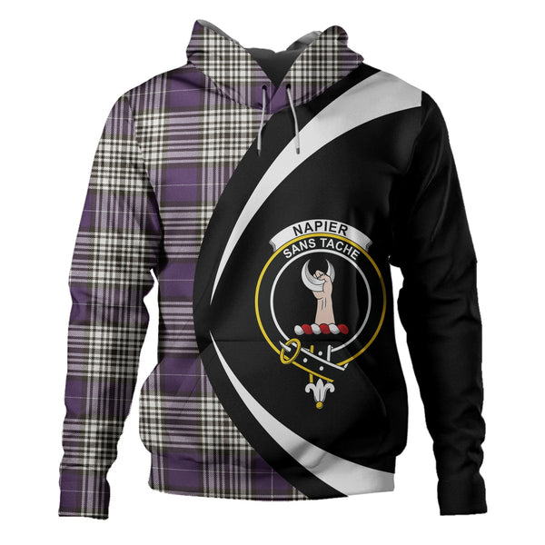 Napier Weathered Clan Badge Tartan Hoodie Circle Style