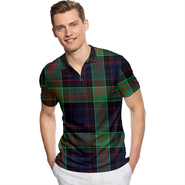 Newman Modern Tartan Classic Lapel Zip Short Sleeve Polo