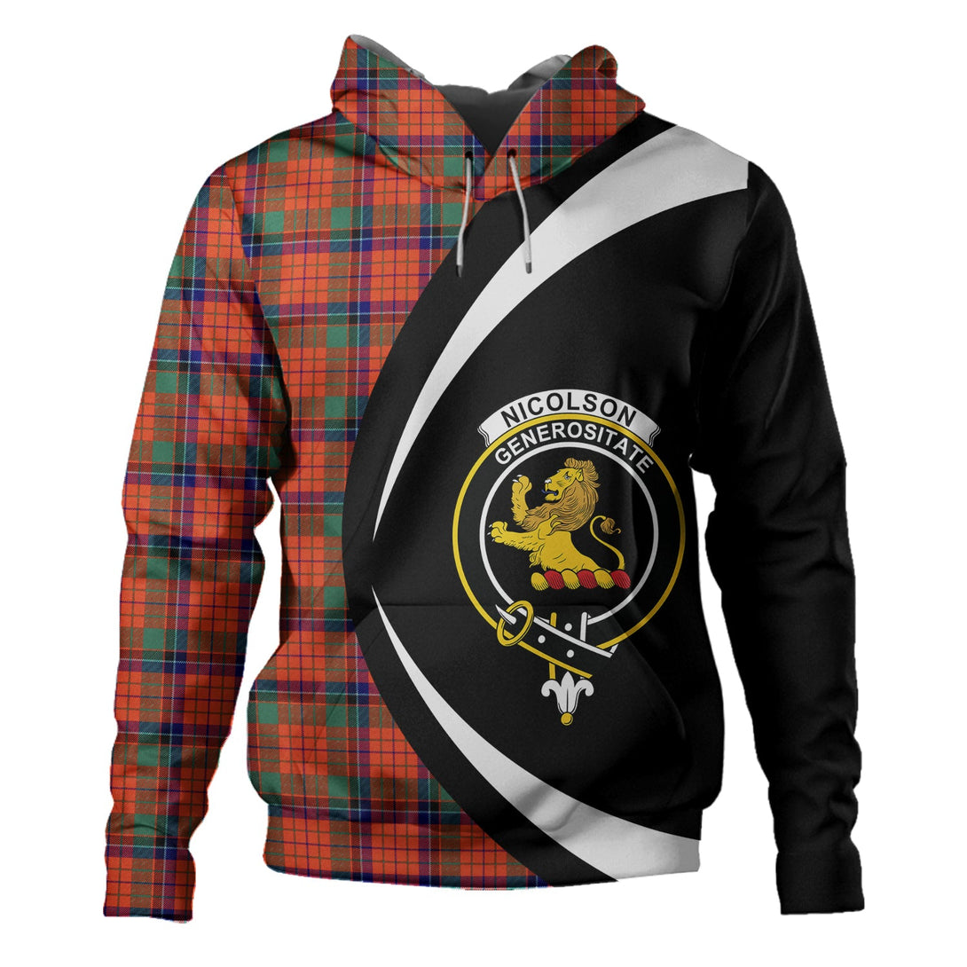 Nicolson Ancient Clan Badge Tartan Hoodie Circle Style