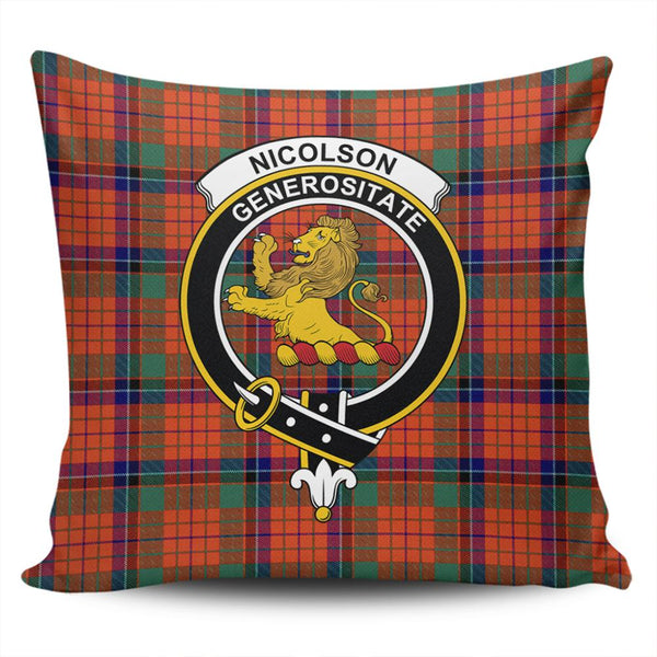 Nicolson Ancient Tartan Classic Crest Pillow Cover