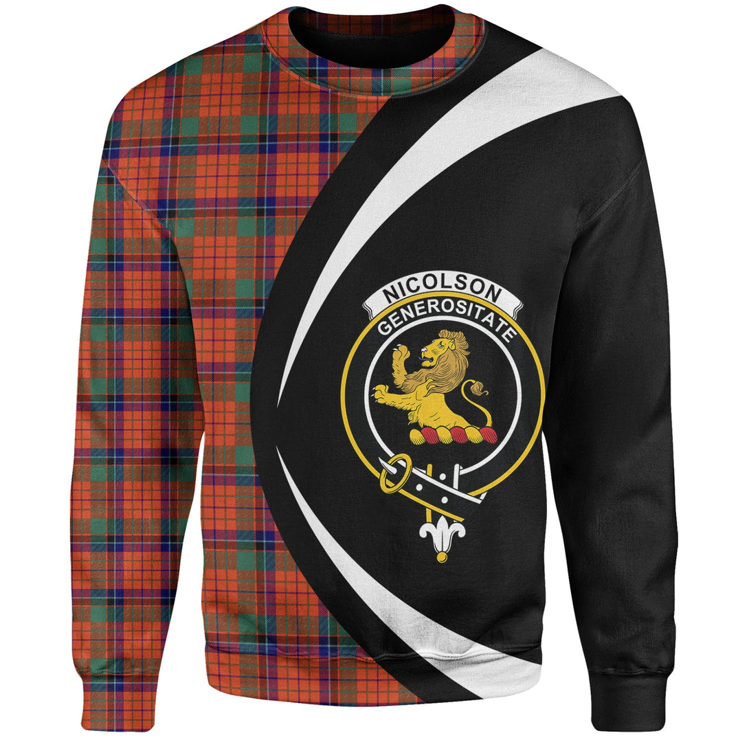 Nicolson Ancient Clan Badge Tartan Sweatshirt Circle Style Personalized