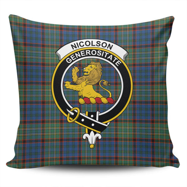 Nicolson Hunting Ancient Tartan Classic Crest Pillow Cover