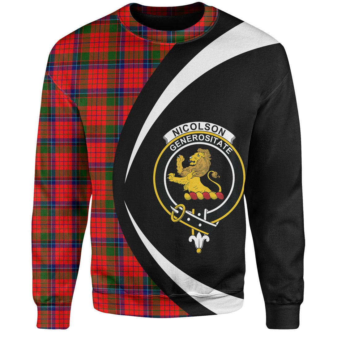 Nicolson Modern Clan Badge Tartan Sweatshirt Circle Style Personalized