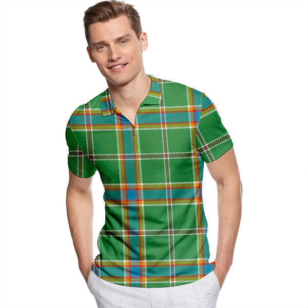 O'Buckley Ancient Tartan Classic Lapel Zip Short Sleeve Polo