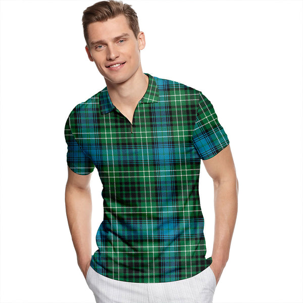 O'Donohue Modern Tartan Classic Lapel Zip Short Sleeve Polo