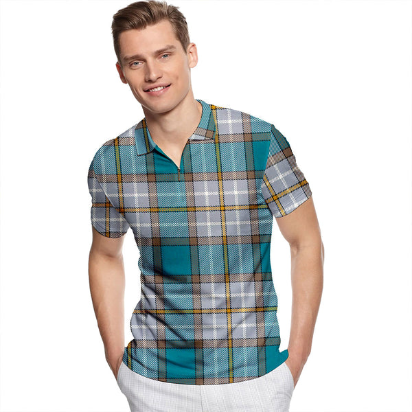 O'Rourke Ancient Tartan Classic Lapel Zip Short Sleeve Polo