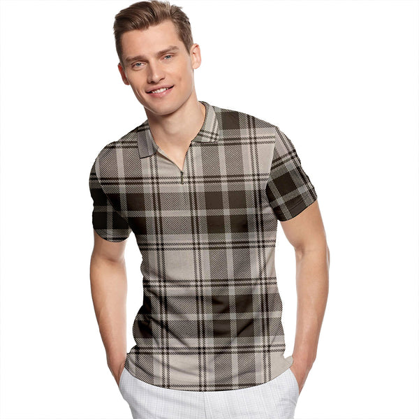 O'Sullivan Beare Weathered Tartan Classic Lapel Zip Short Sleeve Polo