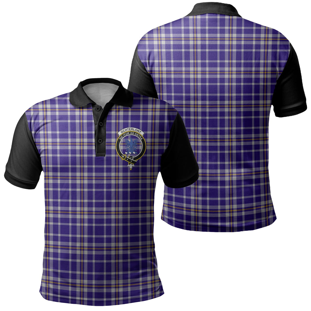 Ochterlony Tartan Crest Polo Shirt Black Neck 1 Style