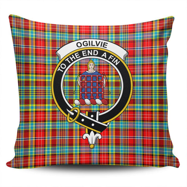 Ogilvie Hunting Ancient Tartan Classic Crest Pillow Cover