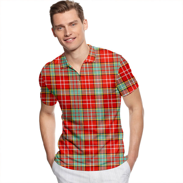 Ogilvie Ancient Tartan Classic Lapel Zip Short Sleeve Polo