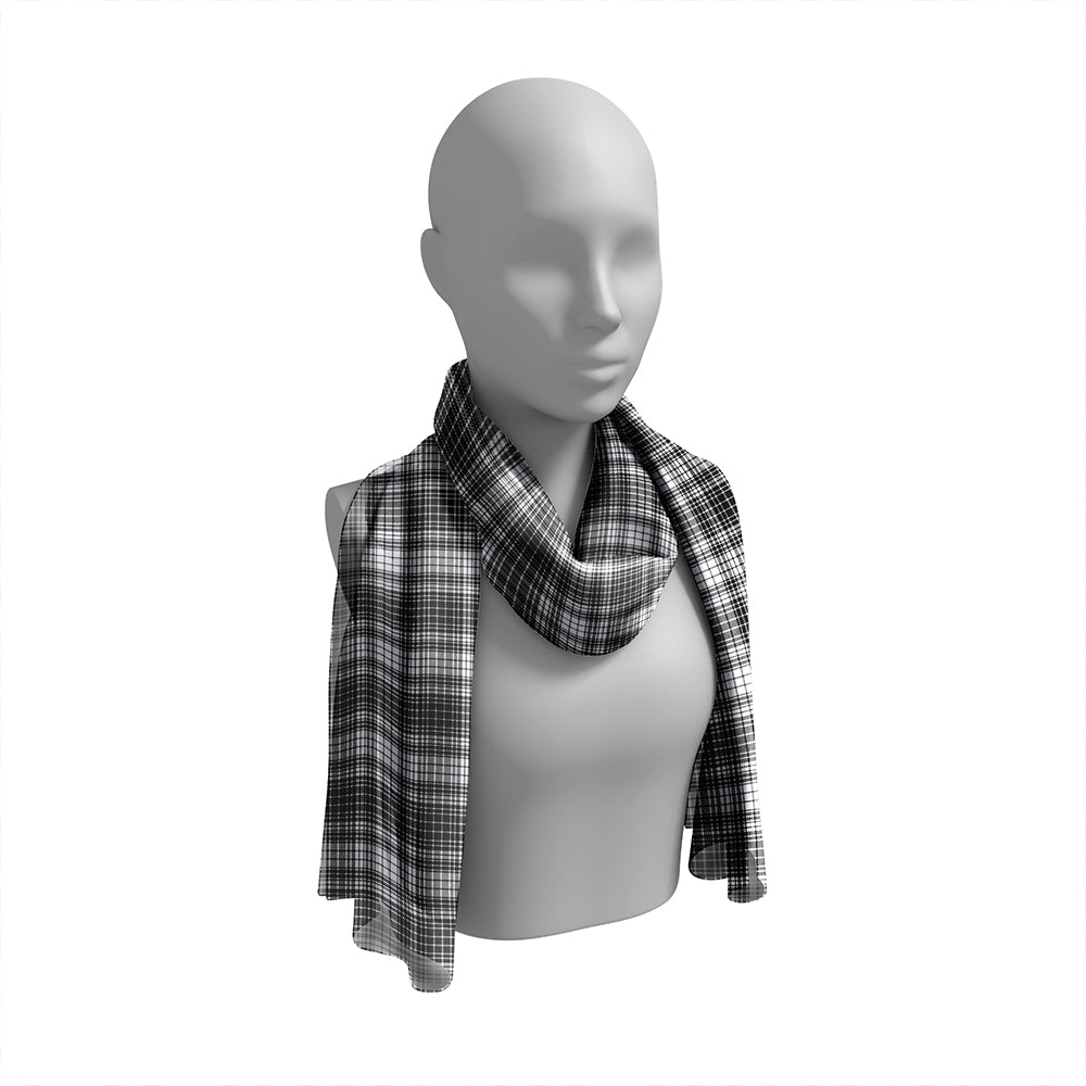 Ogilvie Black & White Tartan Classic Silk Habotai Long Scarf