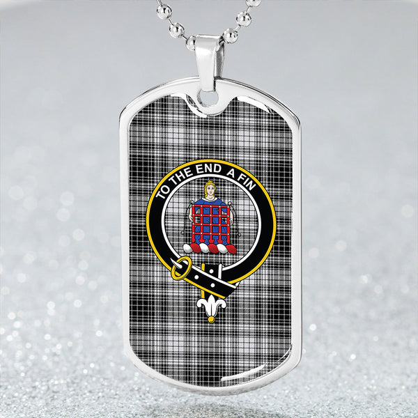 Ogilvie Black & White Weathered Clan Badge Classic Tartan Dog Tag Necklace