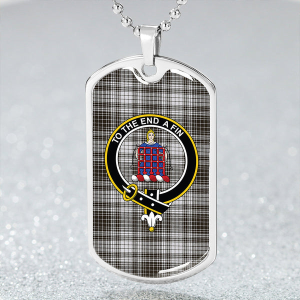 Ogilvie Black & White Clan Badge Classic Tartan Dog Tag Necklace