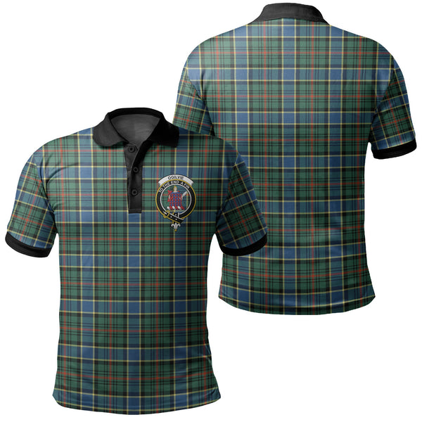 Ogilvie Hunting Modern Tartan Crest Polo Shirt Black Neck 2 Style