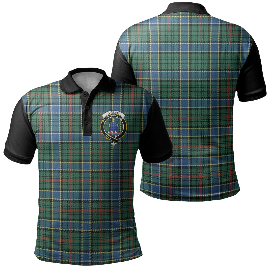 Ogilvie Hunting Modern Tartan Crest Polo Shirt Black Neck 1 Style