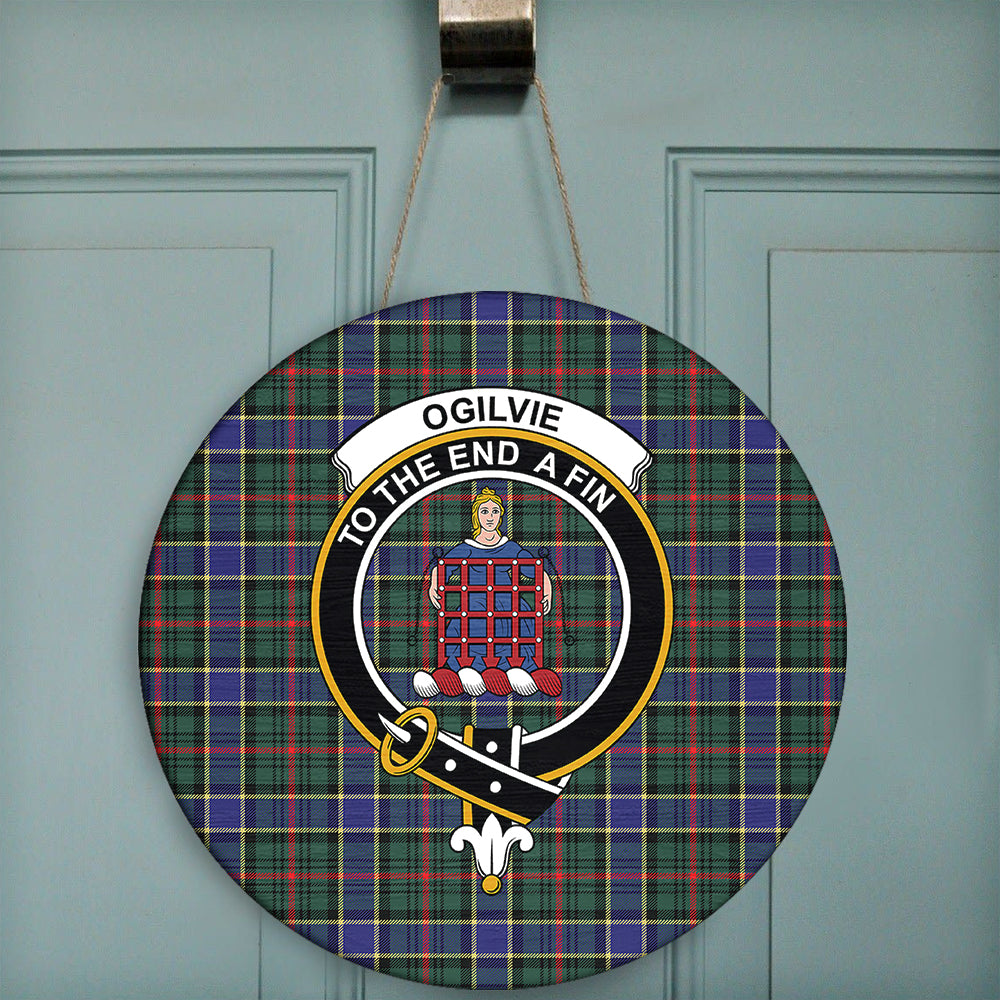 Ogilvie of Airlie Ancient Tartan Classic Crest Round Wooden Sign