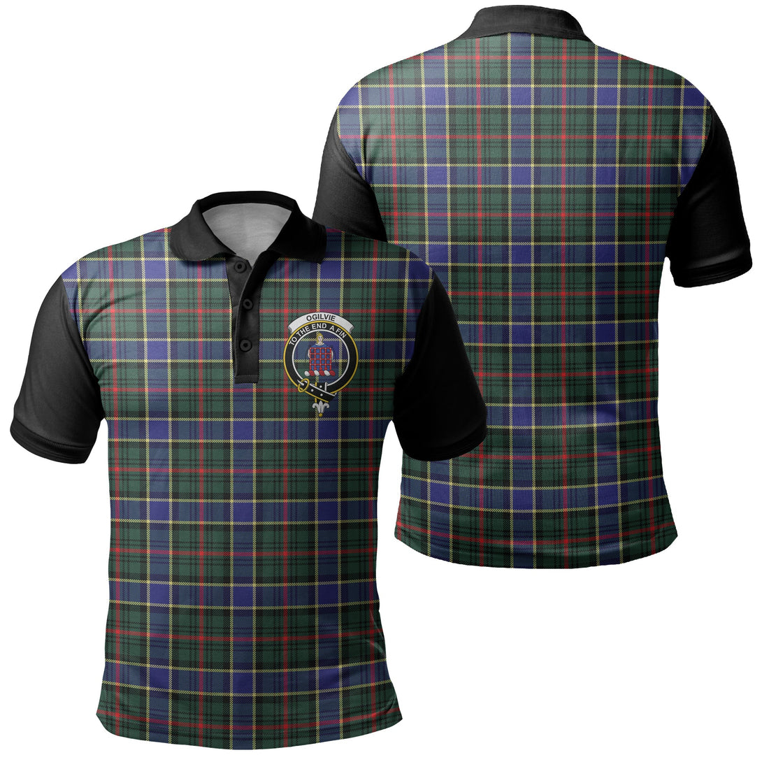 Ogilvie of Airlie Ancient Tartan Crest Polo Shirt Black Neck 1 Style