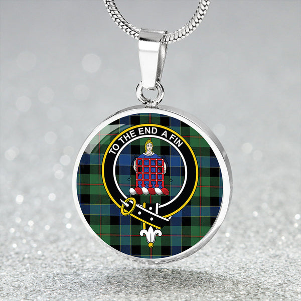 Ogilvie Hunting Modern Clan Badge Tartan Classic Circle Necklace