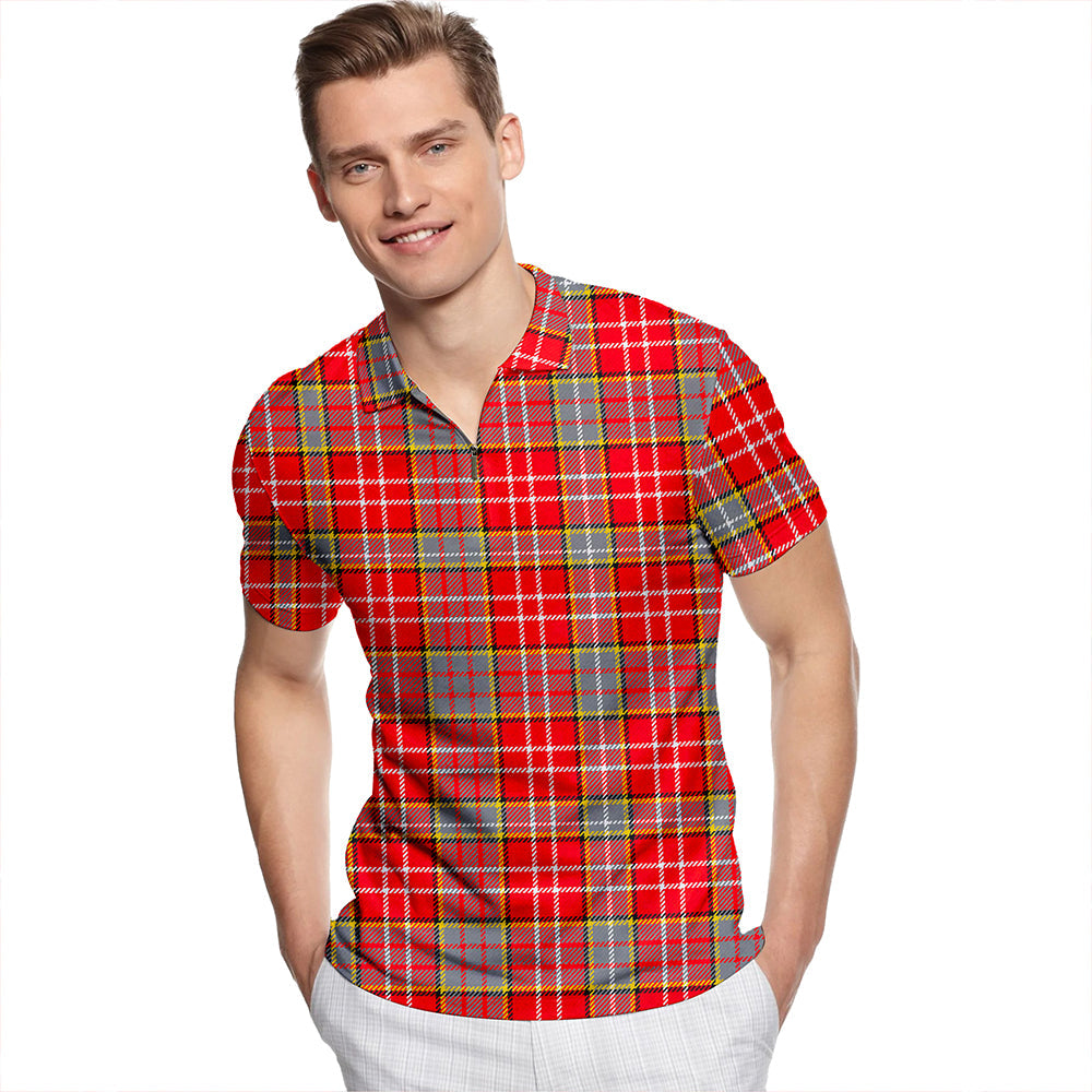 Ogilvie Modern Tartan Classic Lapel Zip Short Sleeve Polo