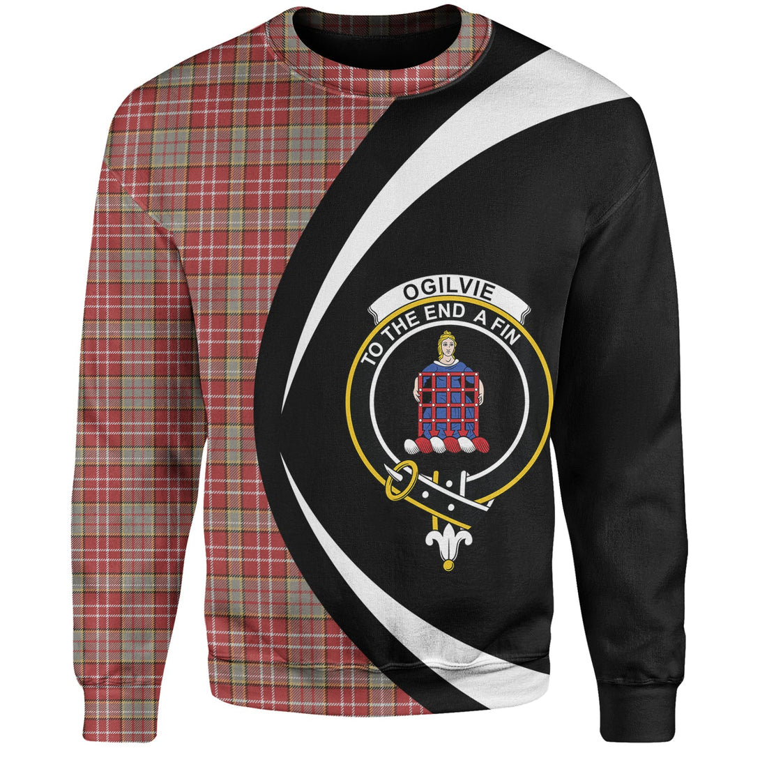 Ogilvie Weathered Clan Badge Tartan Sweatshirt Circle Style Personalized