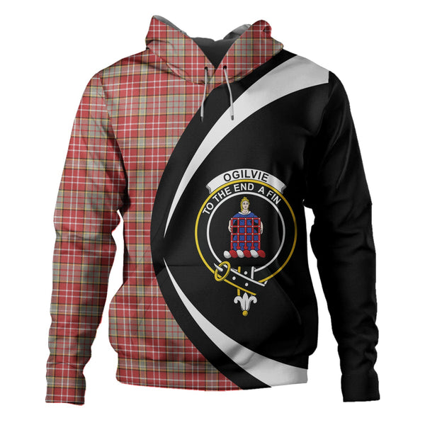 Ogilvie Weathered Clan Badge Tartan Hoodie Circle Style