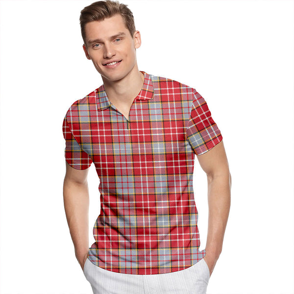 Ogilvie #2 Weathered Tartan Classic Lapel Zip Short Sleeve Polo