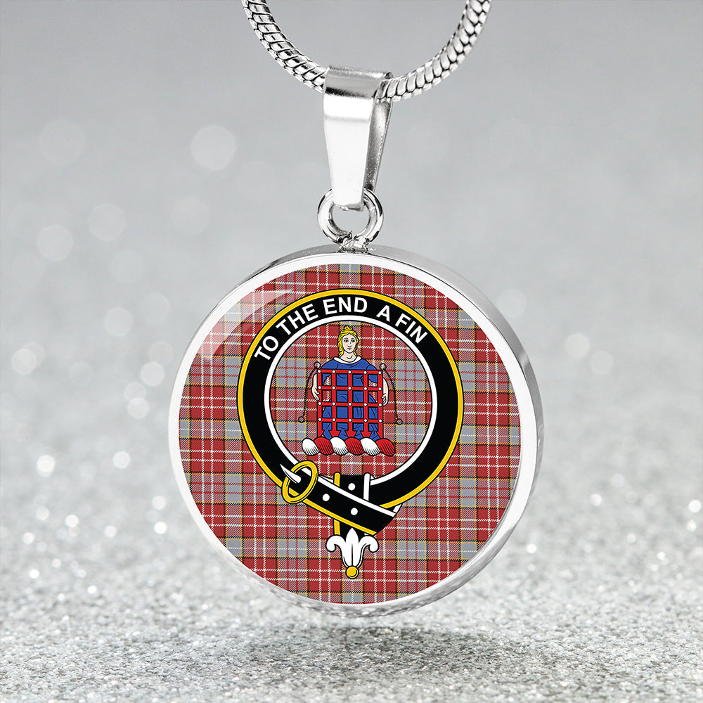 Ogilvie #2 Weathered Clan Badge Tartan Classic Circle Necklace