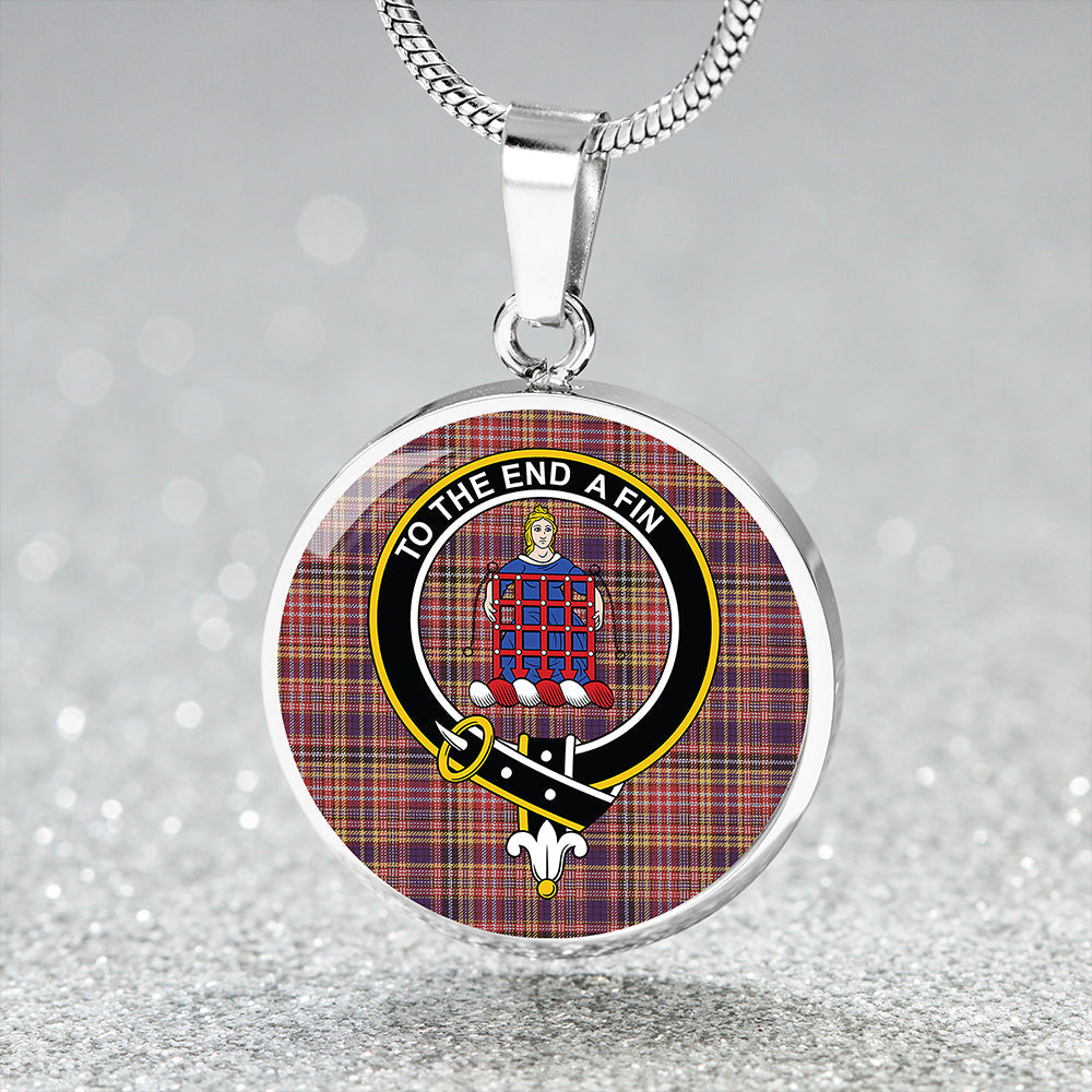 Ogilvie #3 Weathered Clan Badge Tartan Classic Circle Necklace