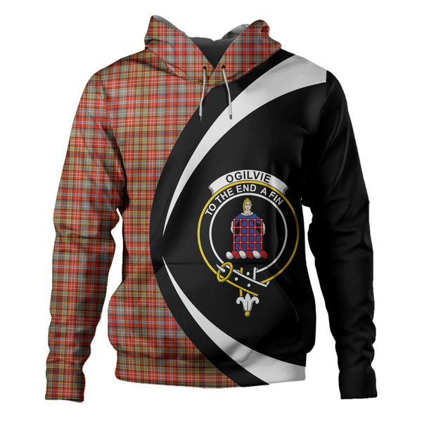 Ogilvie of Airlie Ancient Clan Badge Tartan Hoodie Circle Style