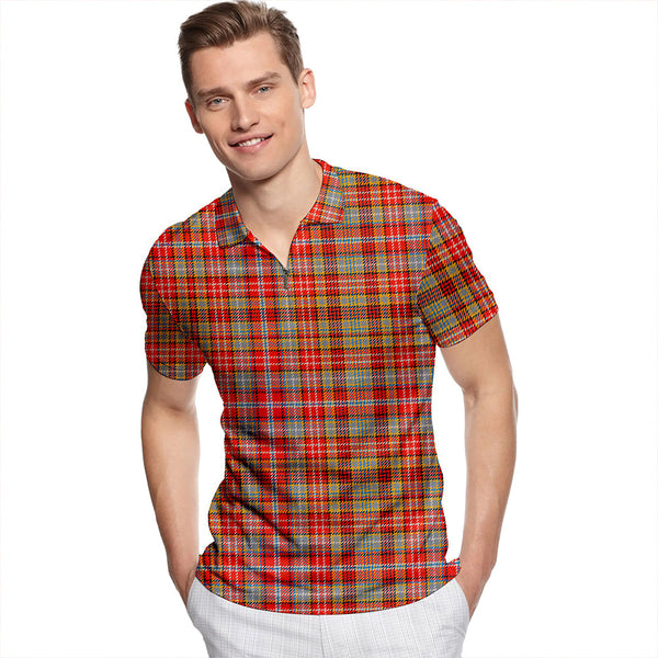 Ogilvie of Airlie Ancient Tartan Classic Lapel Zip Short Sleeve Polo