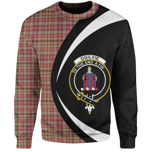 Ogilvie of Airlie Weathered Clan Badge Tartan Sweatshirt Circle Style Personalized