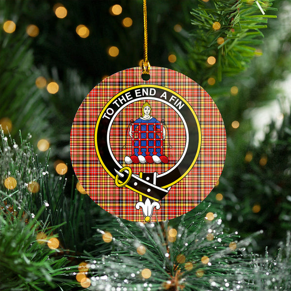 Ogilvie of Strathallan Ancient Clan Badge Tartan Plastic Christmas Ornaments