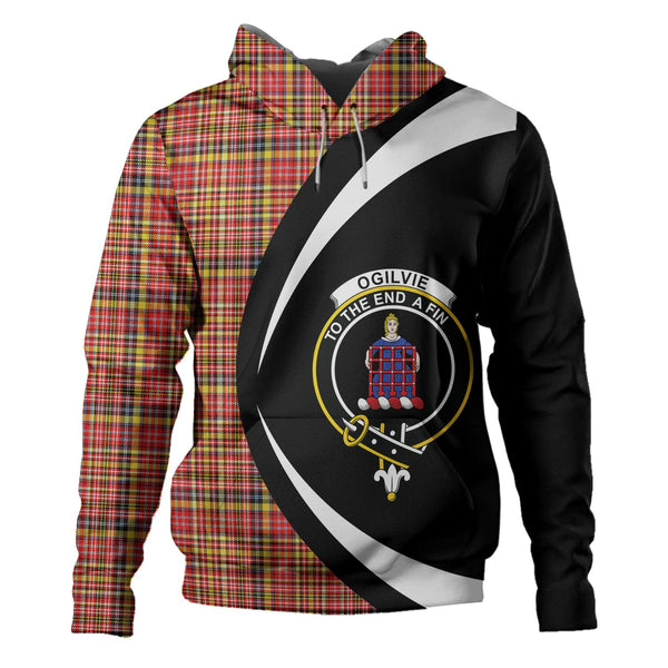 Ogilvie of Strathallan Modern Clan Badge Tartan Hoodie Circle Style