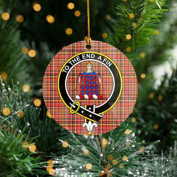 Ogilvie of Strathallan Weathered Clan Badge Tartan Plastic Christmas Ornaments