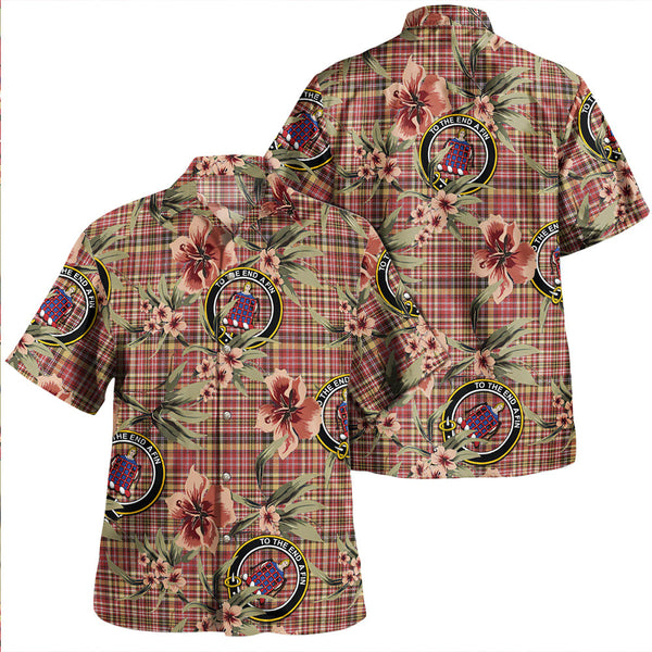 Ogilvie of Strathallan Weathered Clan Badge Tartan Aloha Hawaiian Shirt Tropical Old Style