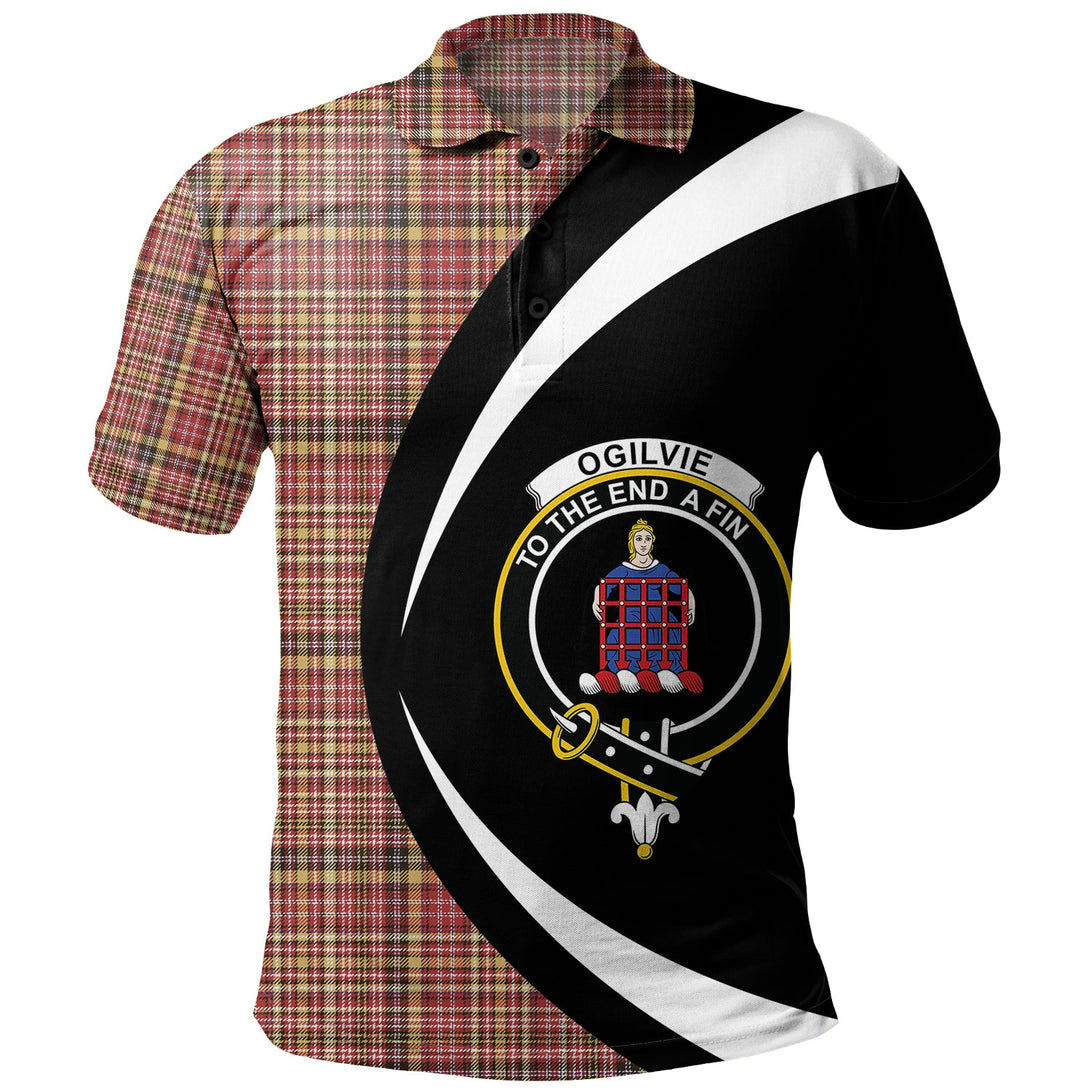 Ogilvie of Strathallan Weathered Clan Badge Tartan Polo Shirt Circle Style Personalized