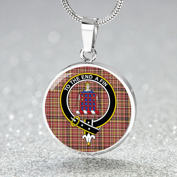 Ogilvie of Strathallan Weathered Clan Badge Tartan Classic Circle Necklace