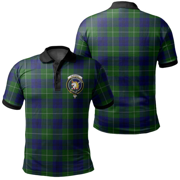 Oliphant Modern Tartan Crest Polo Shirt Black Neck 2 Style