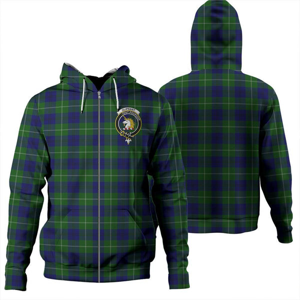 Oliphant Modern Tartan Classic Crest Zipper Hoodie