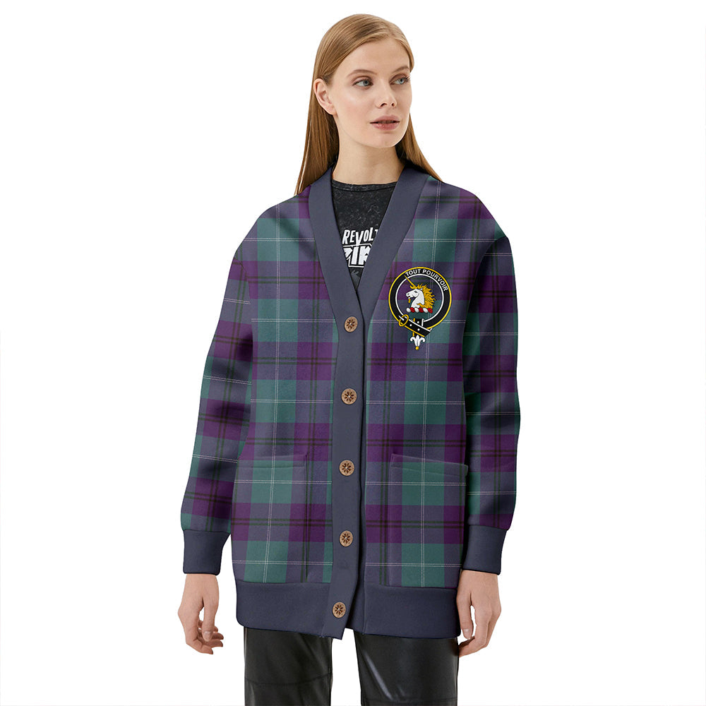 Oliphant Weathered Clan Badge Tartan V-neck Cardigan