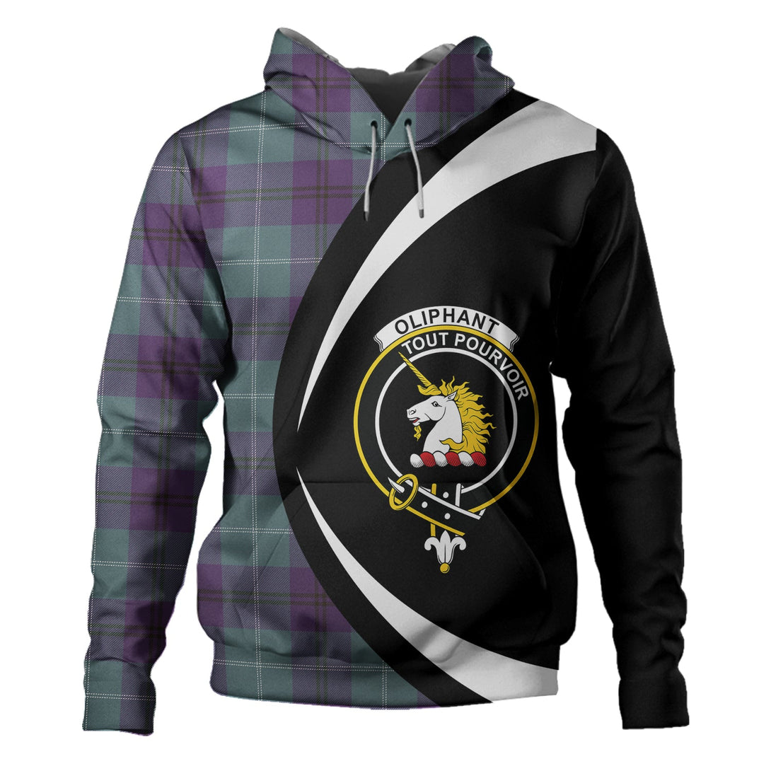 Oliphant Weathered Clan Badge Tartan Hoodie Circle Style