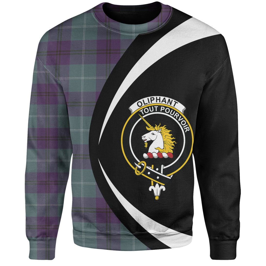 Oliphant Weathered Clan Badge Tartan Sweatshirt Circle Style Personalized