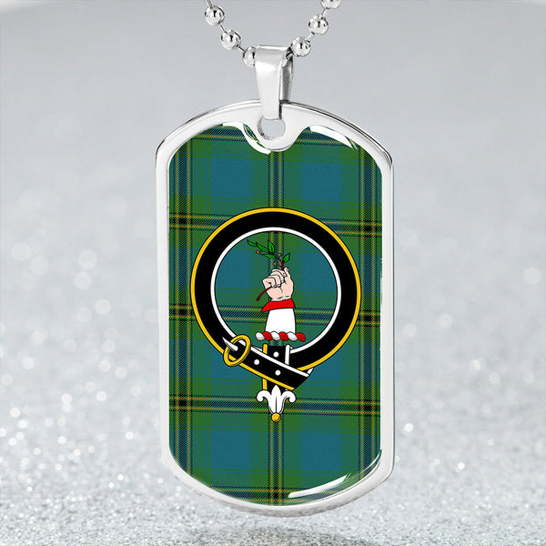 Oliver Hunting Ancient Clan Badge Classic Tartan Dog Tag Necklace