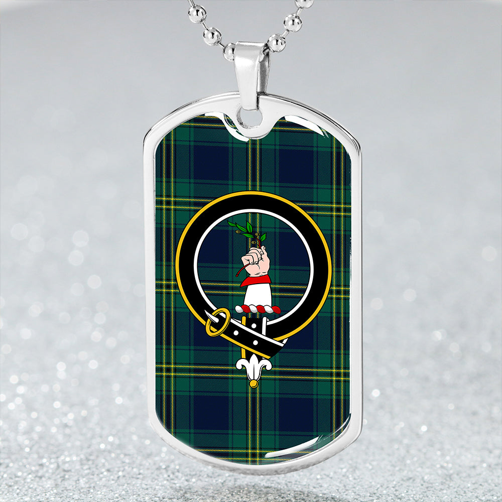 Oliver Hunting Modern Clan Badge Classic Tartan Dog Tag Necklace