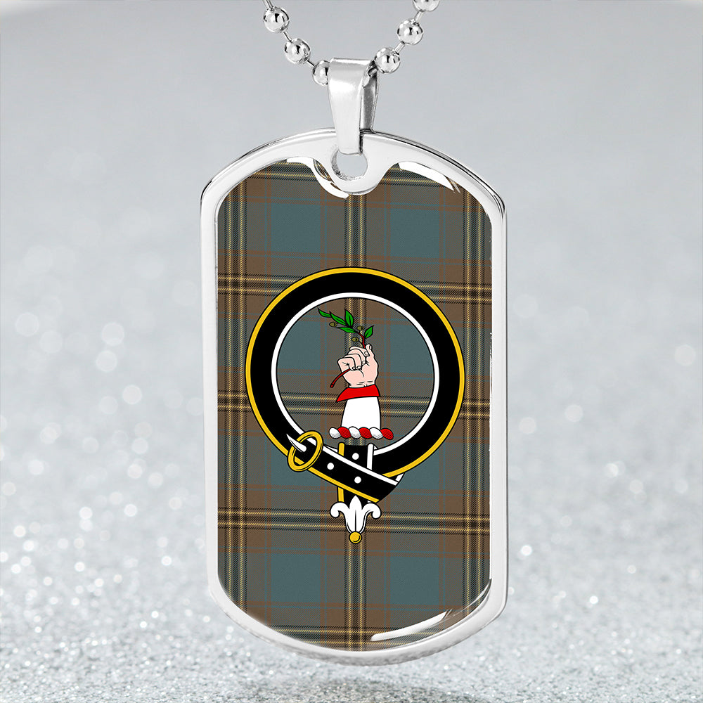 Oliver Hunting Weathered Clan Badge Classic Tartan Dog Tag Necklace