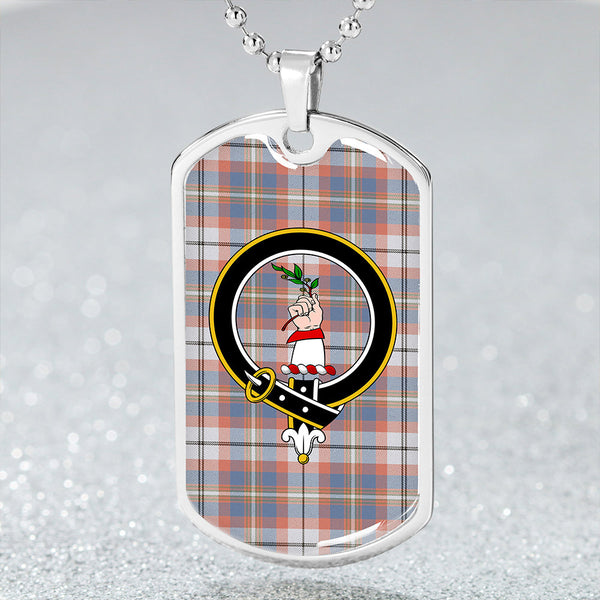 Oliver Pink Dress Weathered Clan Badge Classic Tartan Dog Tag Necklace