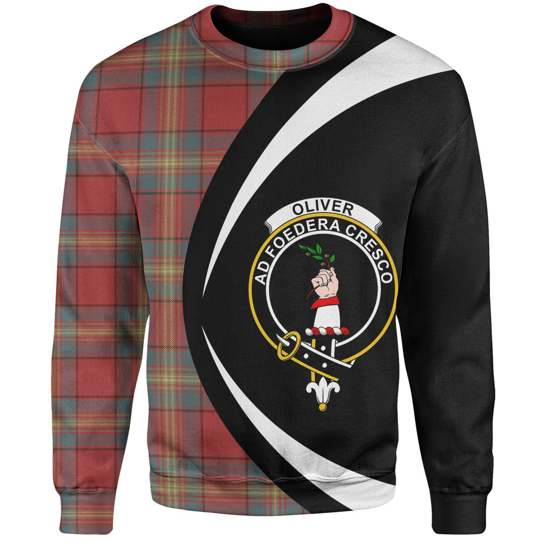 Oliver Weathered Clan Badge Tartan Sweatshirt Circle Style Personalized