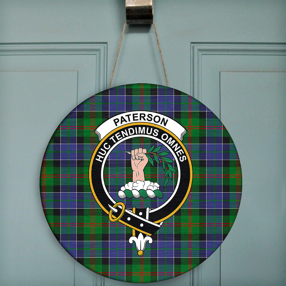 Paterson Tartan Classic Crest Round Wooden Sign