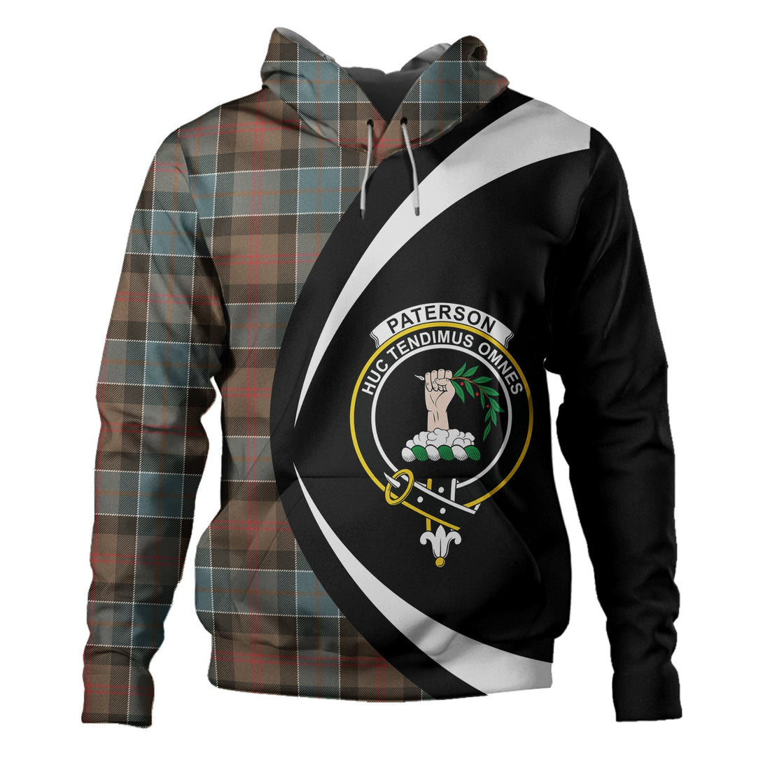 Paterson Weathered Clan Badge Tartan Hoodie Circle Style